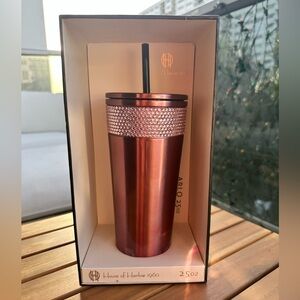 House of Harlow 1960 Rose Gold Bling Tumbler with Straw NIB
